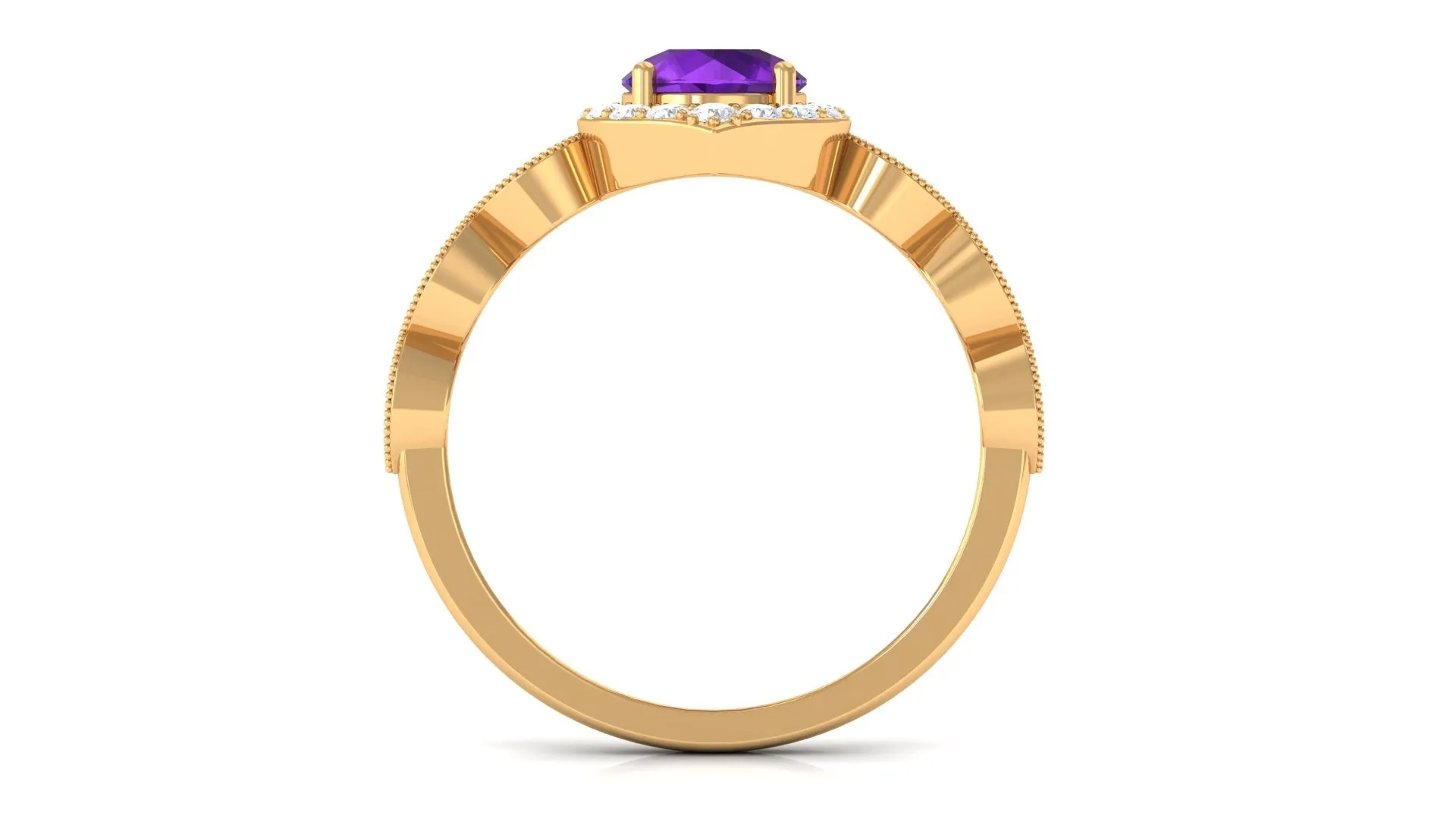 1.75 CT Vintage Amethyst Engagement Ring with Moissanite Accent