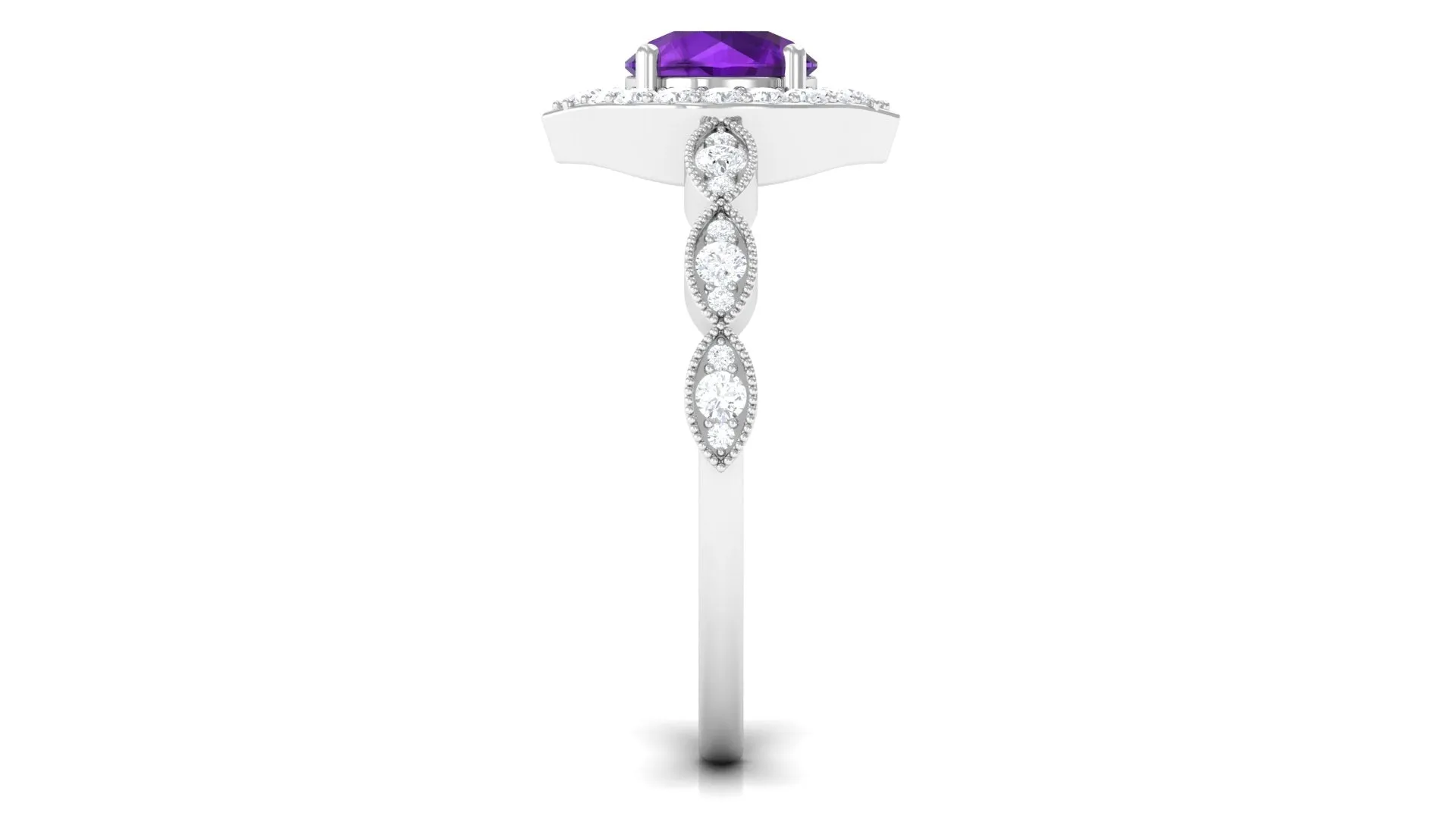 1.75 CT Vintage Amethyst Engagement Ring with Moissanite Accent