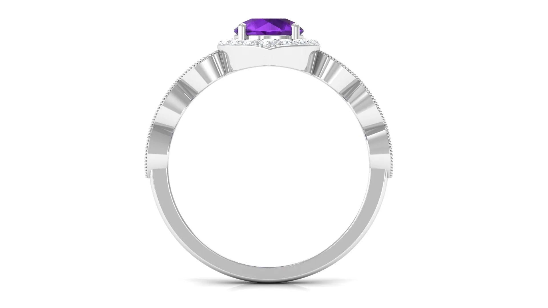 1.75 CT Vintage Amethyst Engagement Ring with Moissanite Accent