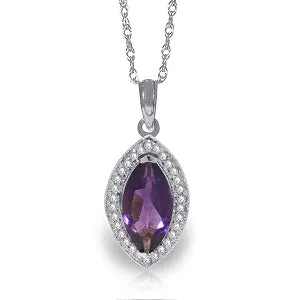 1.8 Carat 14K Solid White Gold Purple Nights Amethyst Diamond Necklace