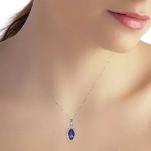 1.8 Carat 14K Solid White Gold Purple Nights Amethyst Diamond Necklace