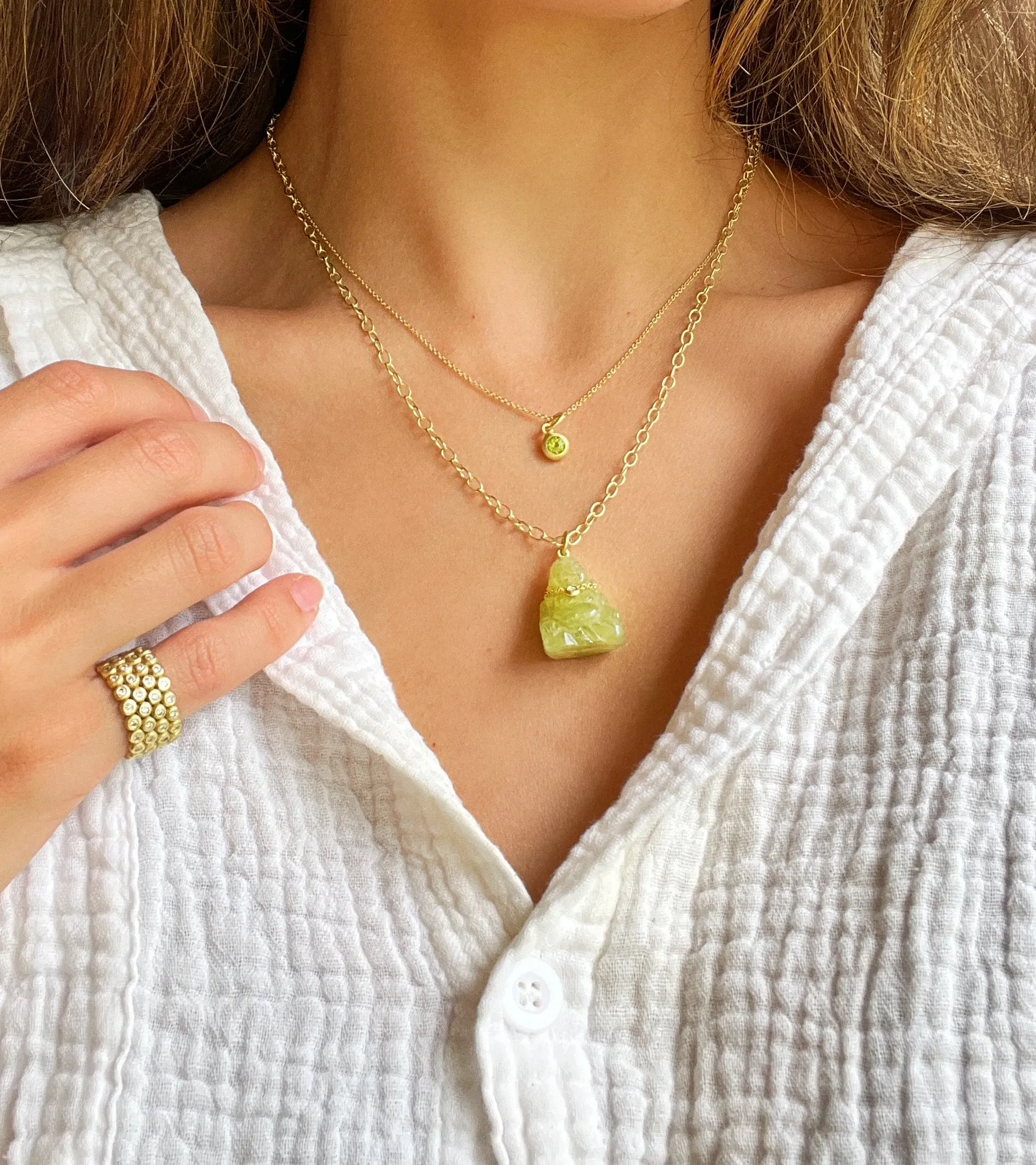18 Karat Gold Gemstone Buddha Charms - Sold Separately
