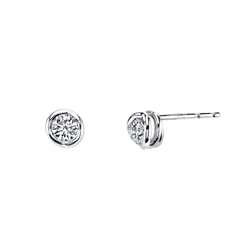 18ct White Gold 0.50ct Bezel Set Diamond Stud Earrings KSL1542WR5J