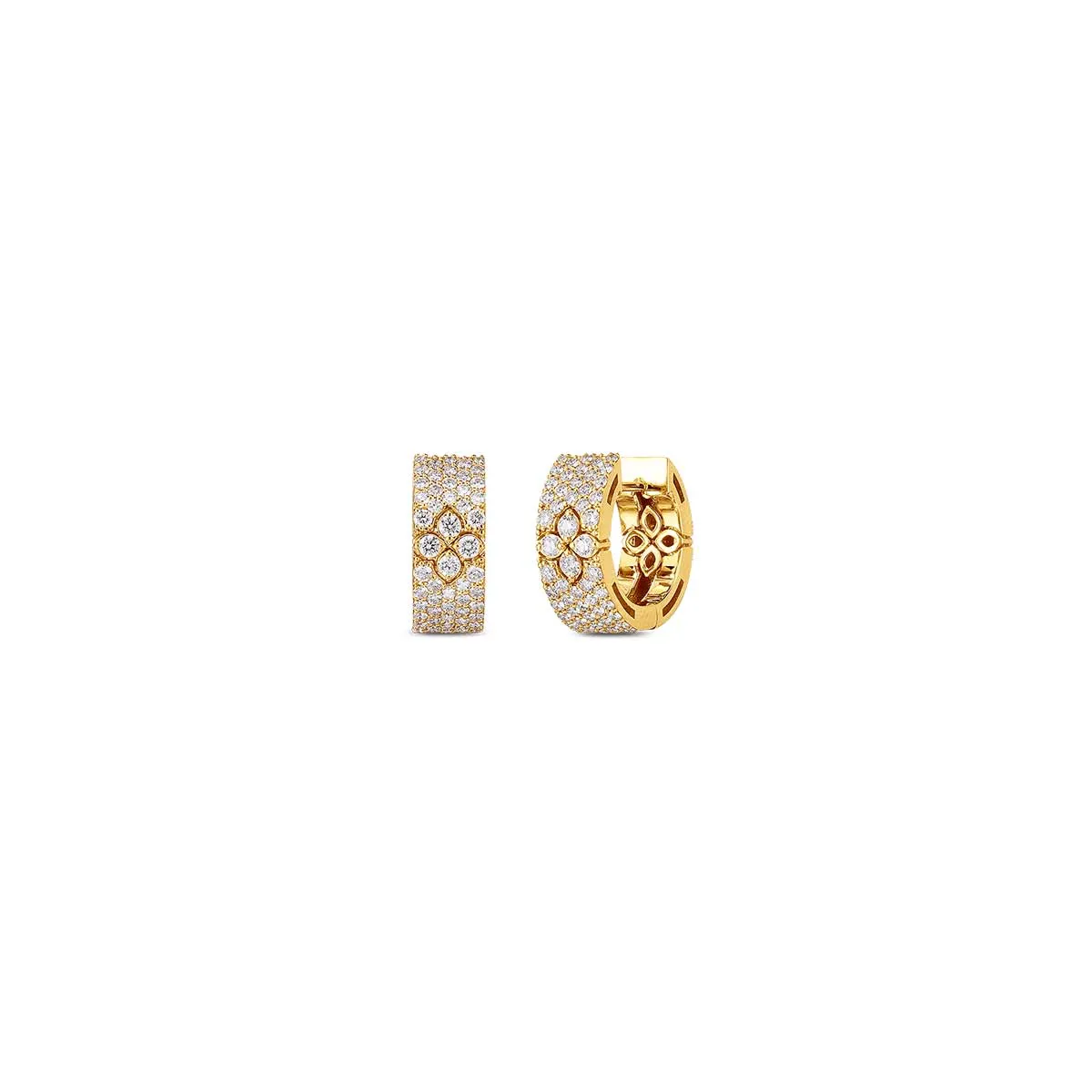 18K Gold Love in Verona Diamond Pave Earrings With Flowers