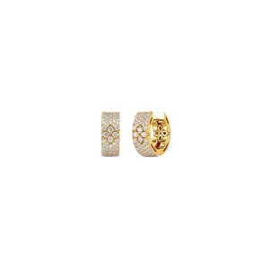 18K Gold Love in Verona Diamond Pave Earrings With Flowers