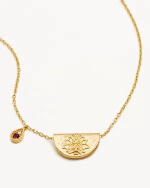 18k Gold Vermeil Lotus Birthstone Necklace - February - Amethyst