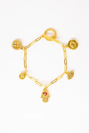 18K Link Protection Charm Bracelet