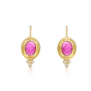18K Pink Tourmaline Classic Temple Earrings
