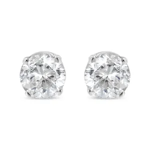 18K White Gold 1/10 Cttw Round Brilliant-Cut Near Colorless Diamond Classic 4-Prong Stud Earrings (G-H Color, VS1-VS2 Clarity)