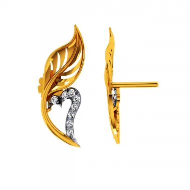 18KT (585) Yellow Gold And Diamond Earrings For Women