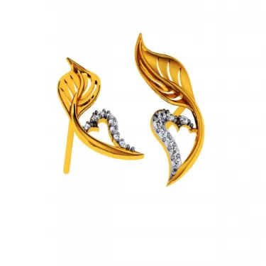 18KT (585) Yellow Gold And Diamond Earrings For Women
