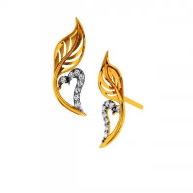 18KT (585) Yellow Gold And Diamond Earrings For Women