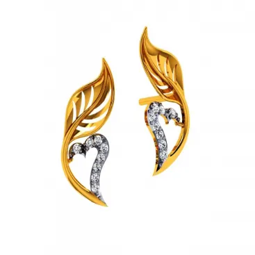 18KT (585) Yellow Gold And Diamond Earrings For Women