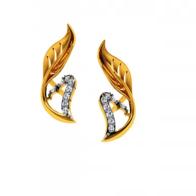 18KT (585) Yellow Gold And Diamond Earrings For Women