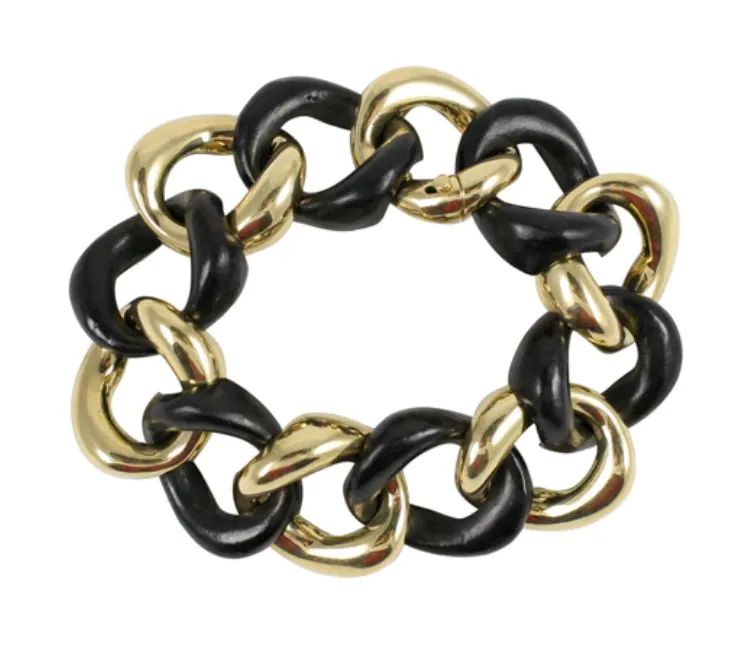 18kt Malachite and Gold Link Bracelet