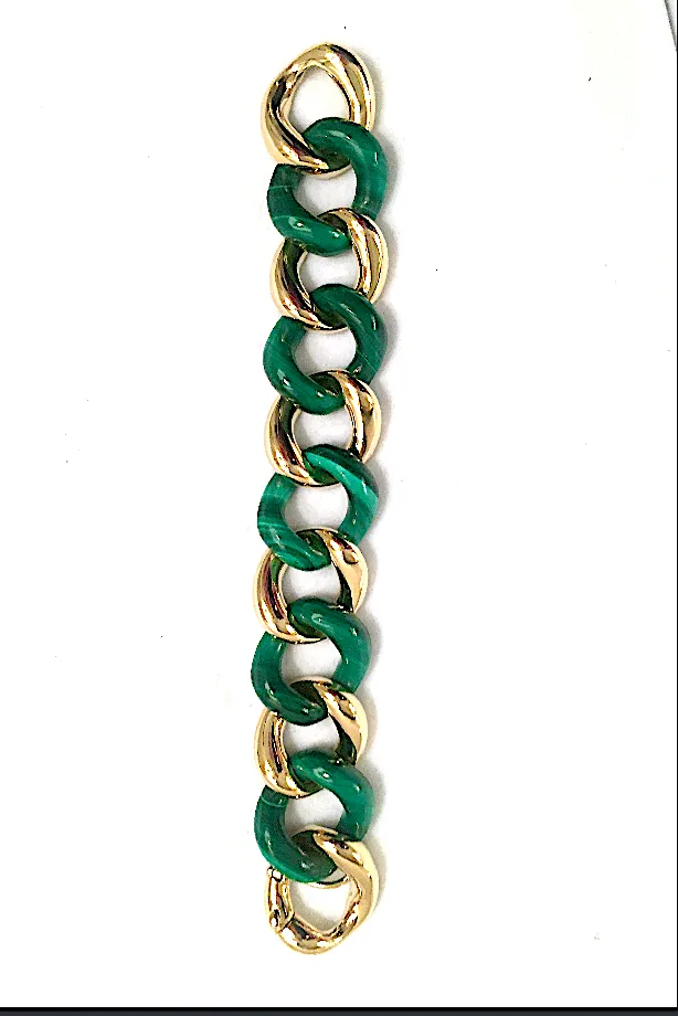 18kt Malachite and Gold Link Bracelet