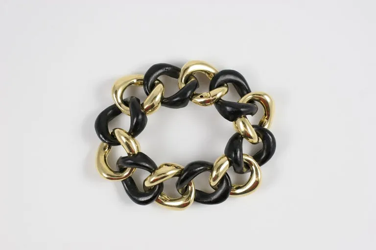 18kt Malachite and Gold Link Bracelet