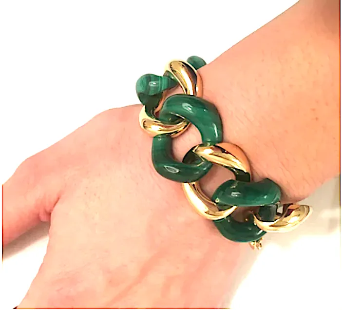 18kt Malachite and Gold Link Bracelet