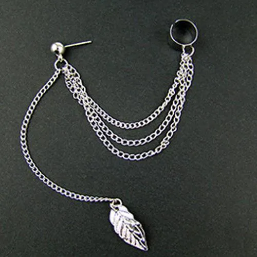 1pcs Metal Ear Clip (Leaf Tassel) Earrings