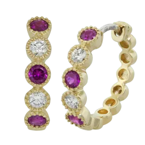 .20 CT DIAMOND .36 CT RUBY EARRING