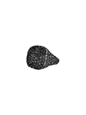 2.90ct Black Diamond 18K Gold Pave Signet Ring