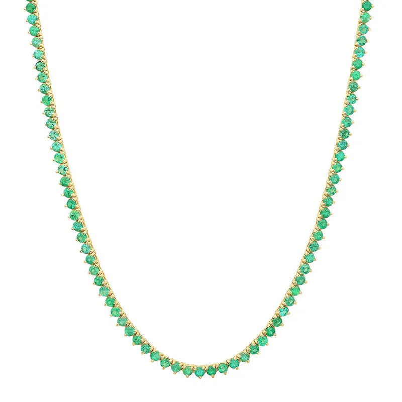 3-Prong Emerald Tennis Necklace