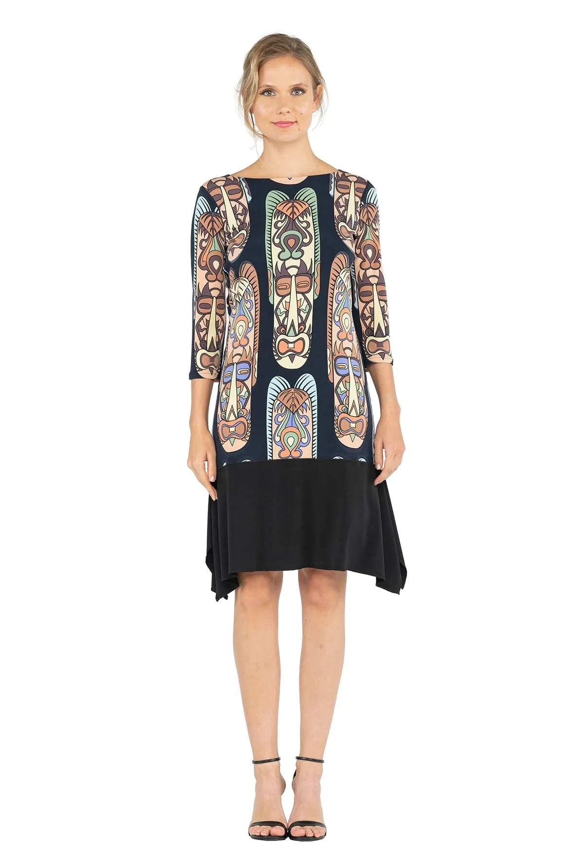 3/4 SLV Flutter Bottom Longer Dress