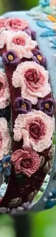 3D Flower Embroidered Headband, Collection Claire