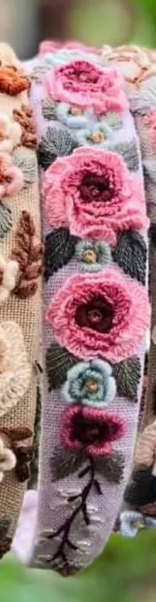 3D Flower Embroidered Headband, Collection Claire