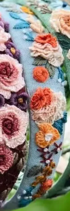 3D Flower Embroidered Headband, Collection Claire