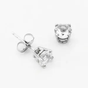 3mm, 4mm or 5mm Round Arkansas Clear Quartz Stud Earrings in Sterling Silver