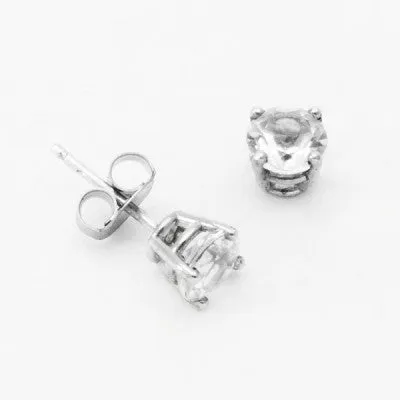 3mm, 4mm or 5mm Round Arkansas Clear Quartz Stud Earrings in Sterling Silver