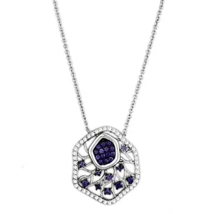 3W438 - Rhodium   Ruthenium Brass Necklace with AAA Grade CZ  in Amethyst
