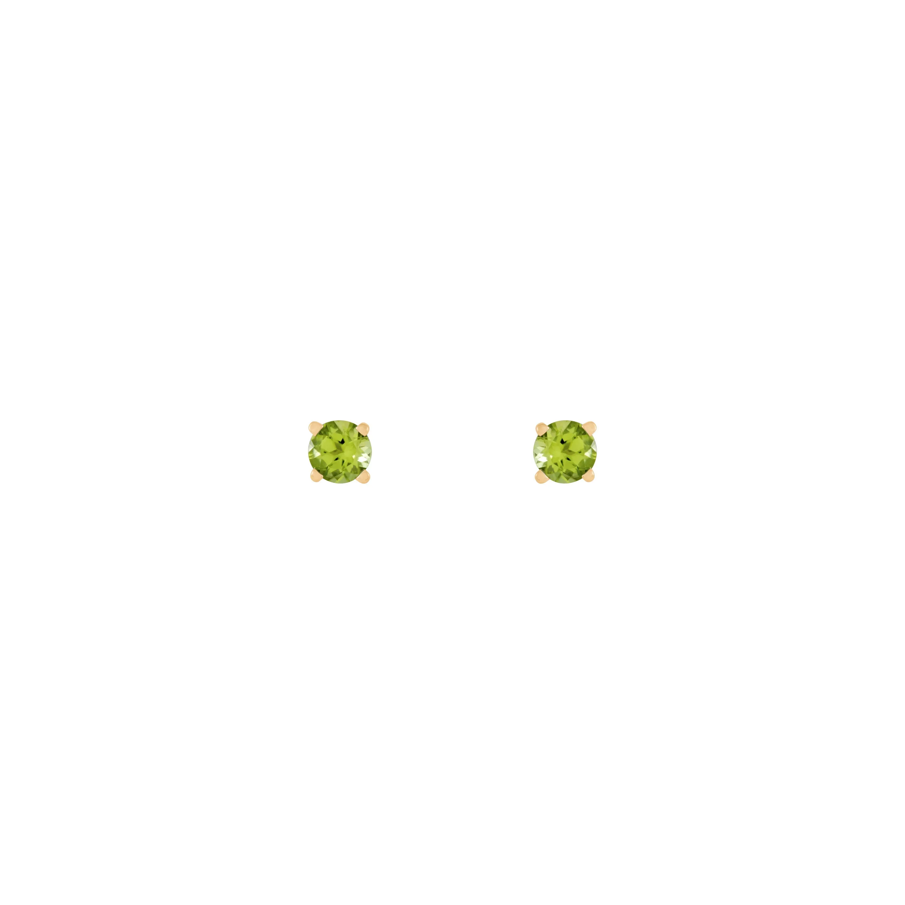 4 mm Round Natural Peridot Solitaire Stud Earrings (14K)