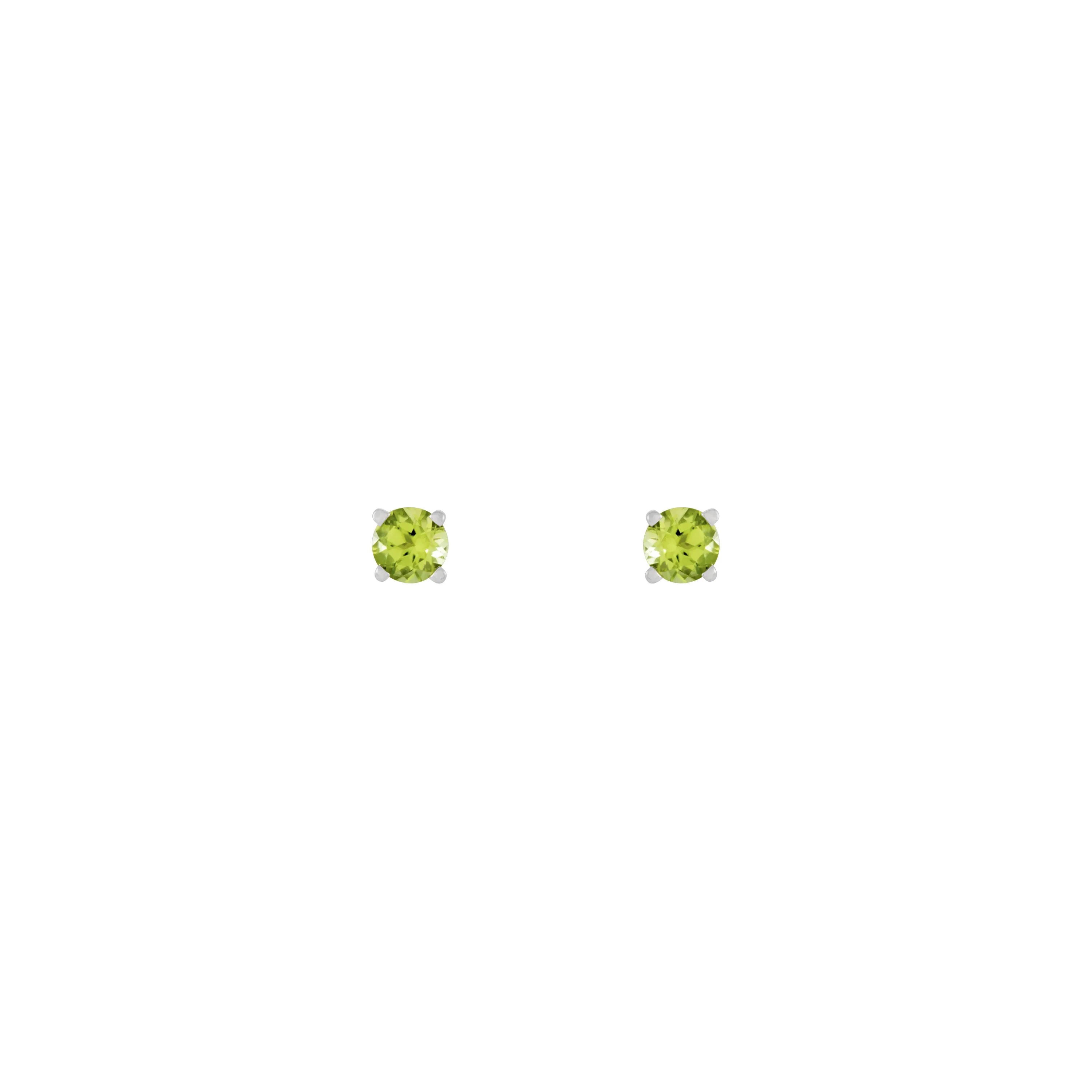 4 mm Round Natural Peridot Solitaire Stud Earrings (14K)