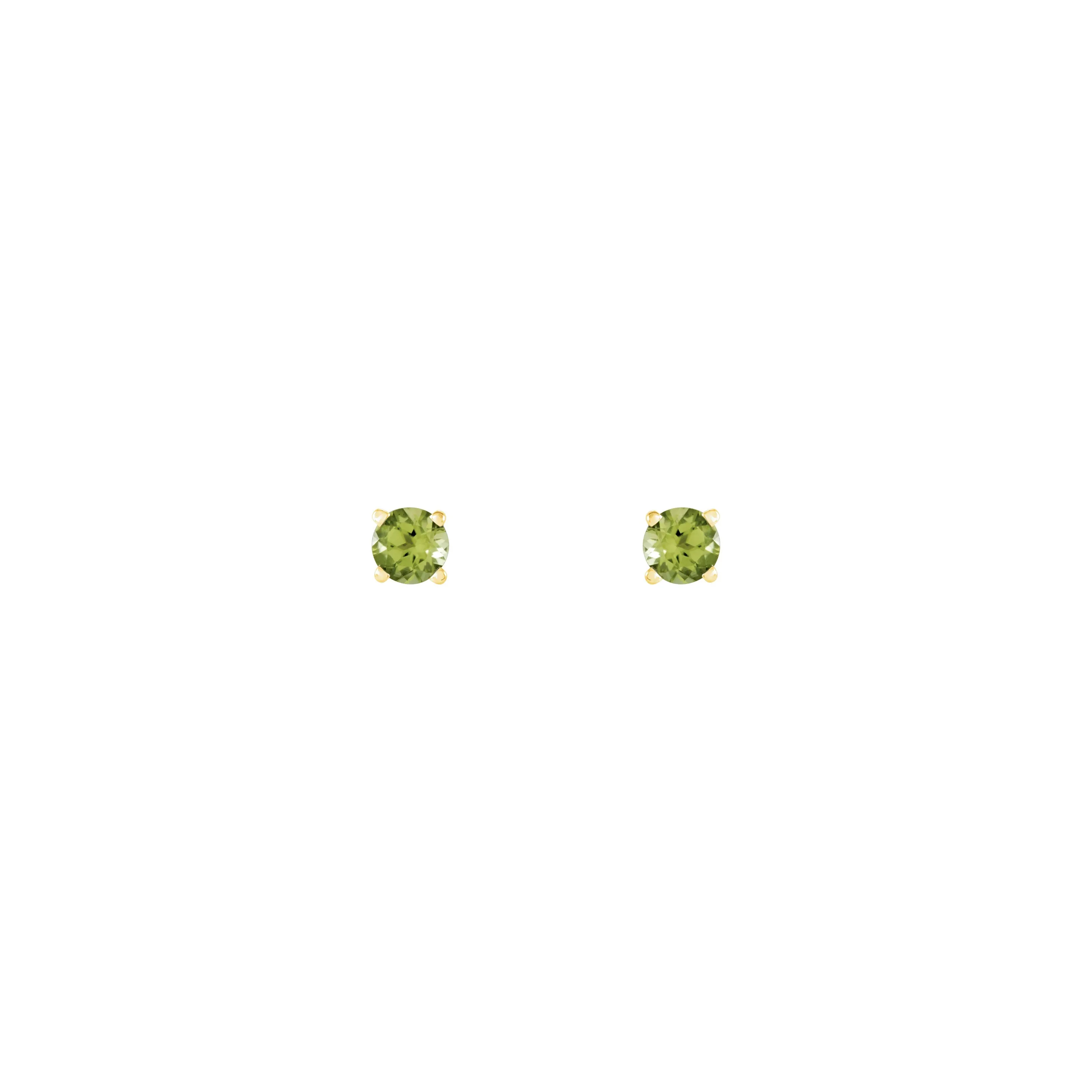 4 mm Round Natural Peridot Solitaire Stud Earrings (14K)
