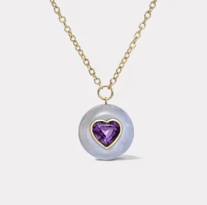 5ct Heart Amethyst in Chalcedony Lollipop Pendant