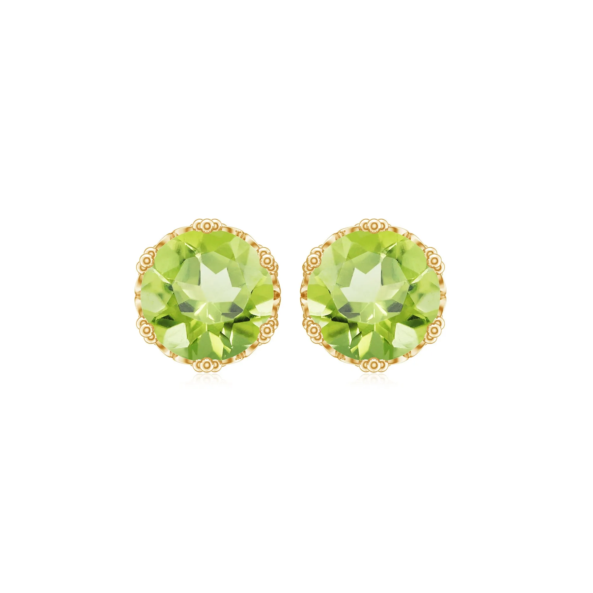 6 MM Peridot Solitaire Crown Stud Earrings