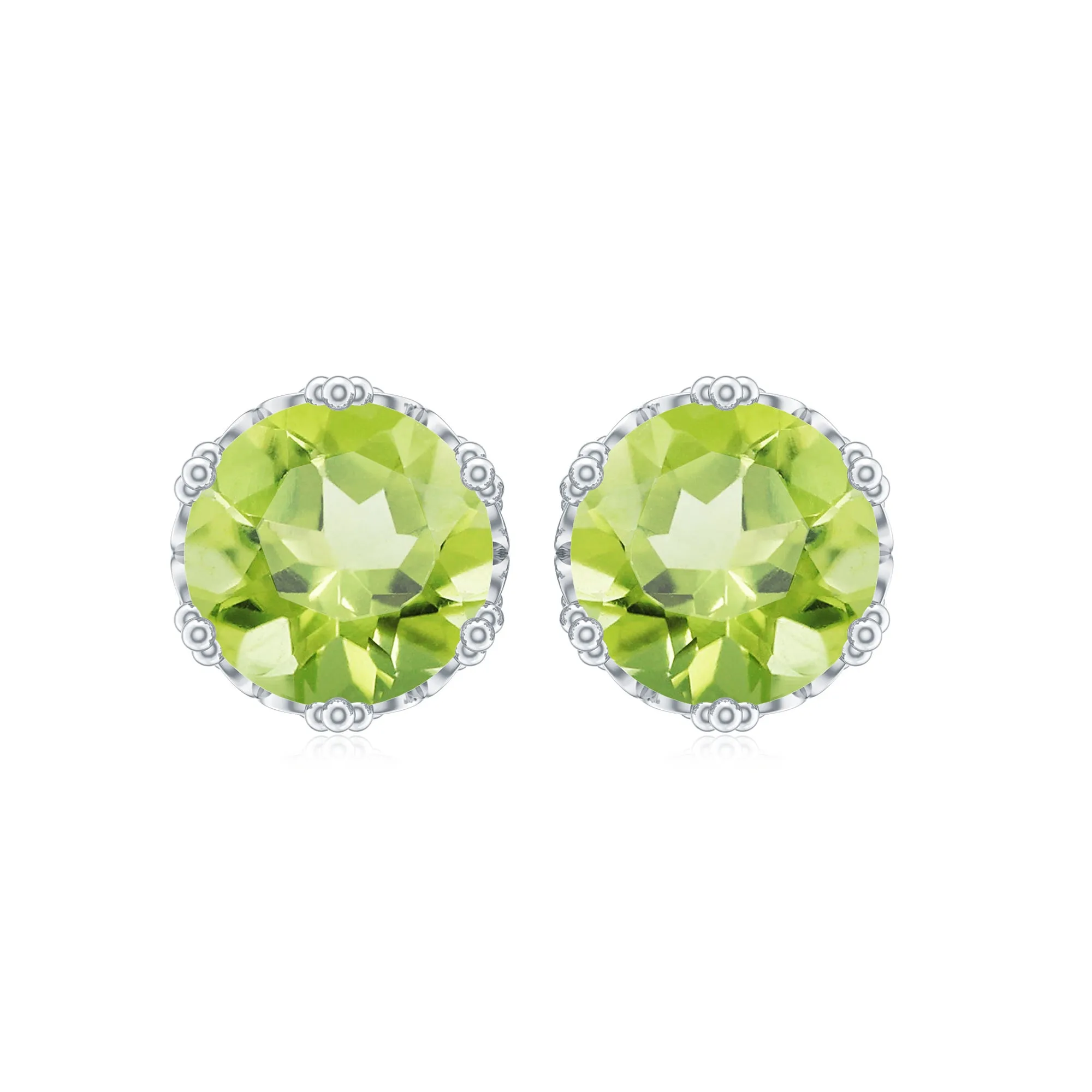 6 MM Peridot Solitaire Crown Stud Earrings