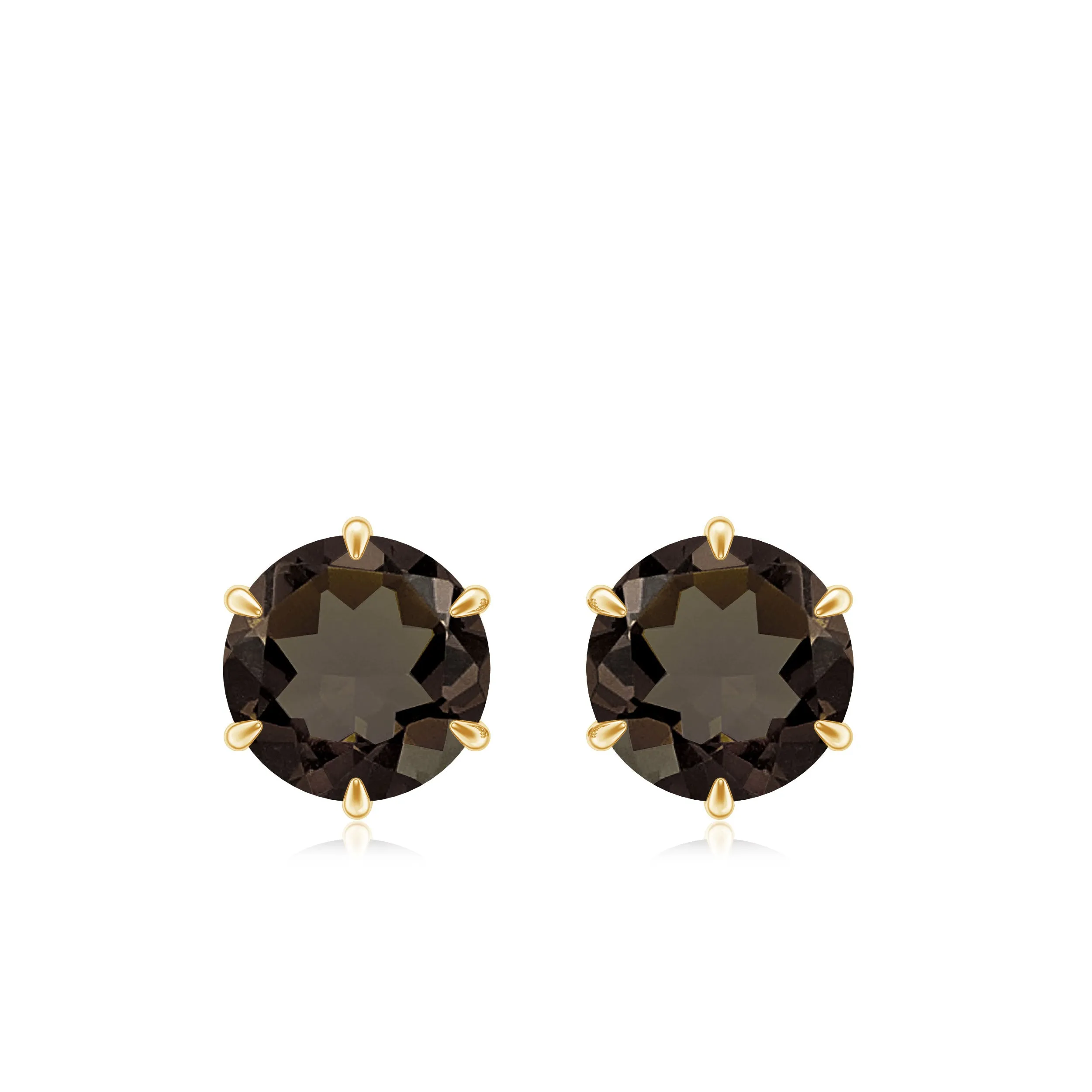 6 MM Smoky Quartz Solitaire Stud Earrings