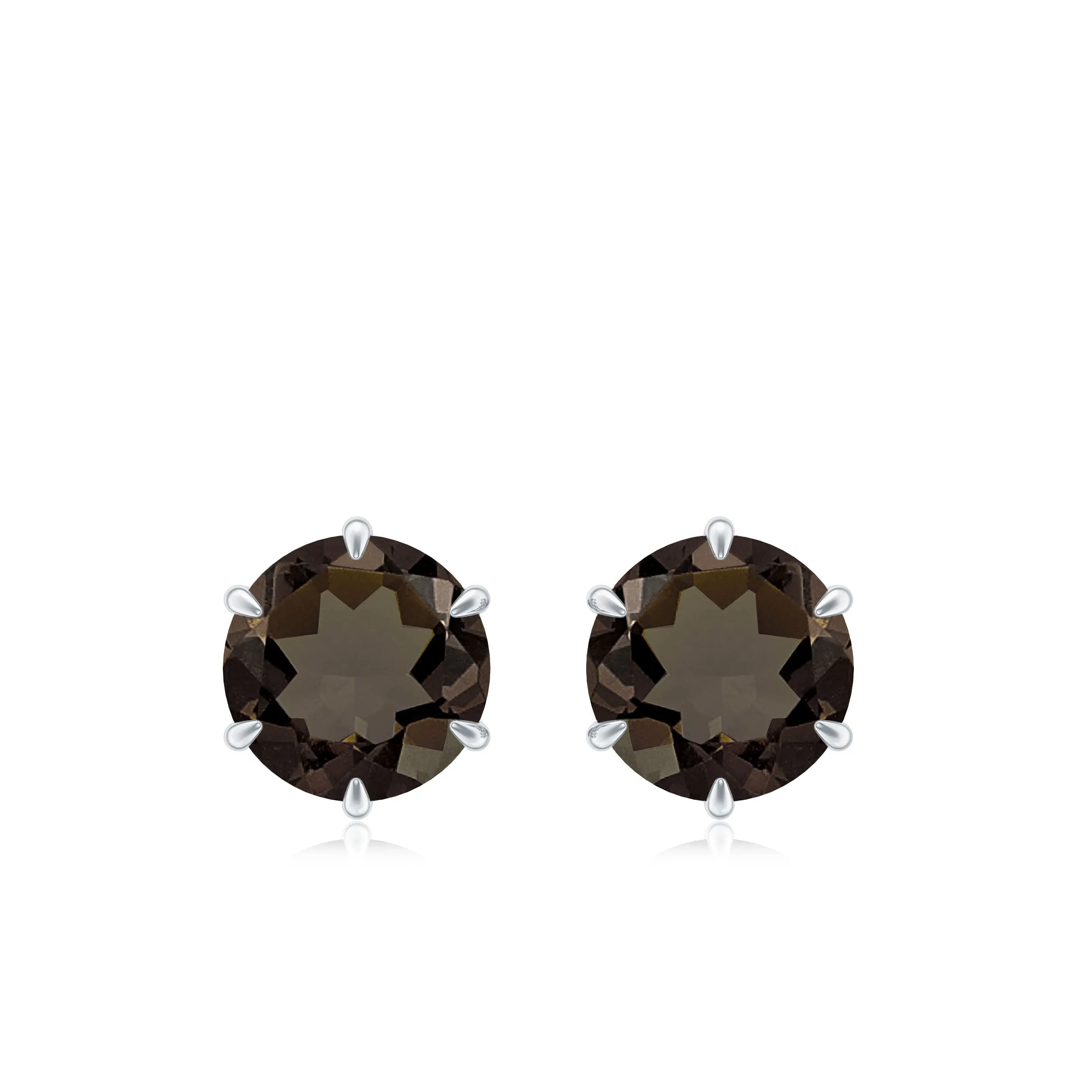 6 MM Smoky Quartz Solitaire Stud Earrings