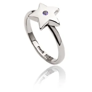 75%  DISCOUNT  Exotic Ladies'/ Girls 925  Sterling Silver  Silhouette  Star Charm Ring with Amethyst/Blue sapphire