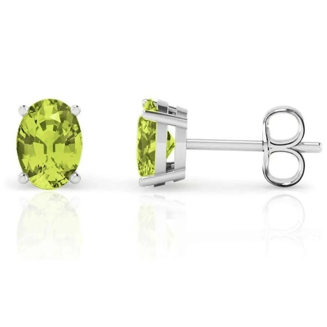 925 Sterling Silver Peridot 5X7 Oval Stud Earrings