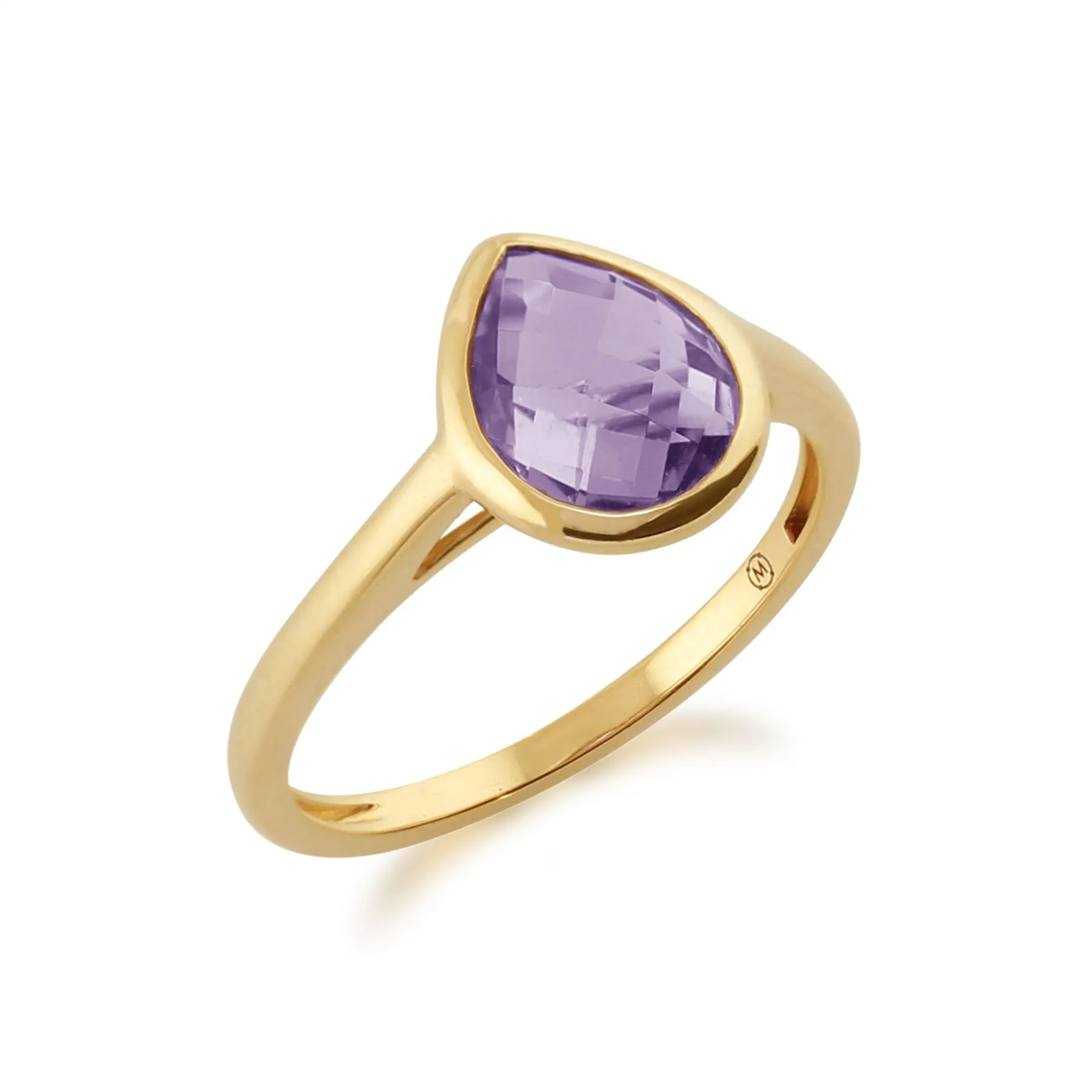 9ct Gelbgold 1.66ct Birne Amethyst Leuchtkraft Ring