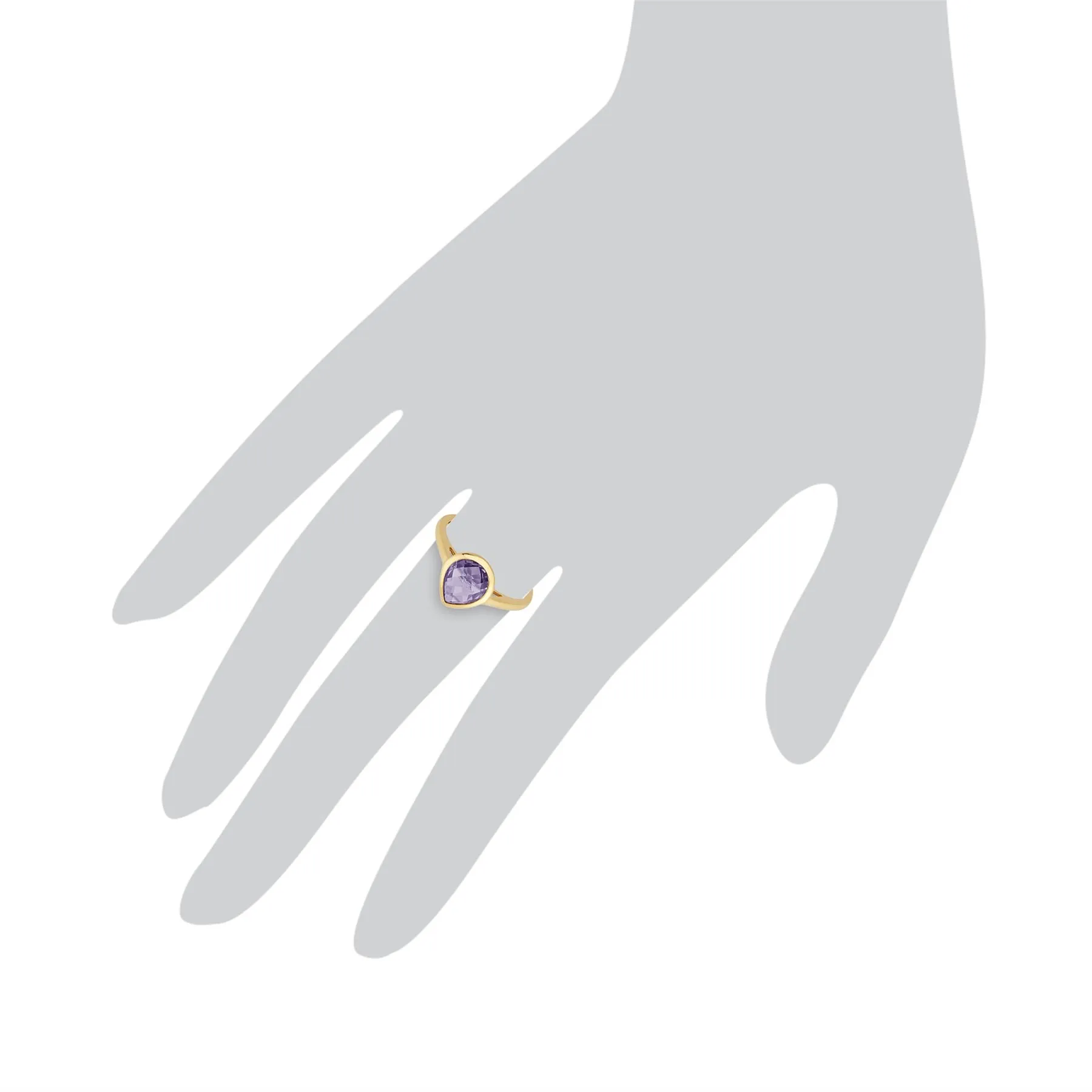 9ct Gelbgold 1.66ct Birne Amethyst Leuchtkraft Ring