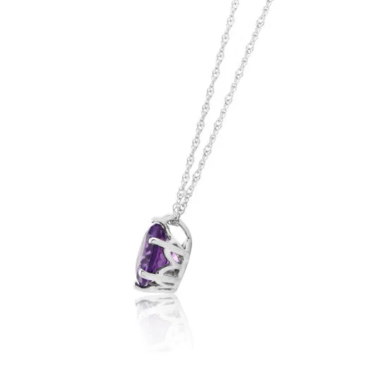 9ct White Gold Amethyst Pendant Necklace