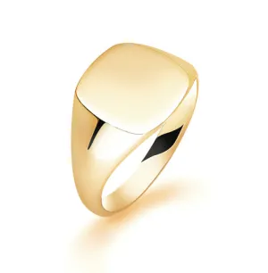 9ct yellow gold Gents cushion signet ring