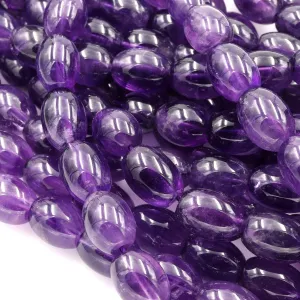 AA Natural Amethyst Barrel Beads Drum Rice Nugget Genuine Real Rich Purple Amethyst Gemstone Beads 16" Strand