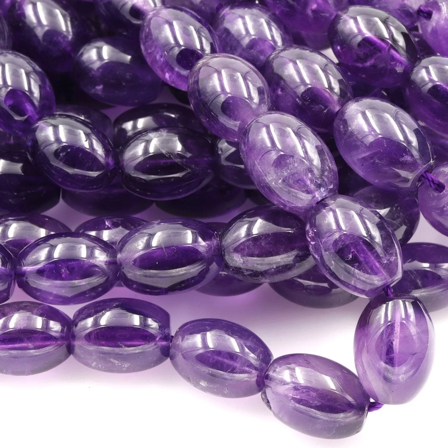 AA Natural Amethyst Barrel Beads Drum Rice Nugget Genuine Real Rich Purple Amethyst Gemstone Beads 16" Strand