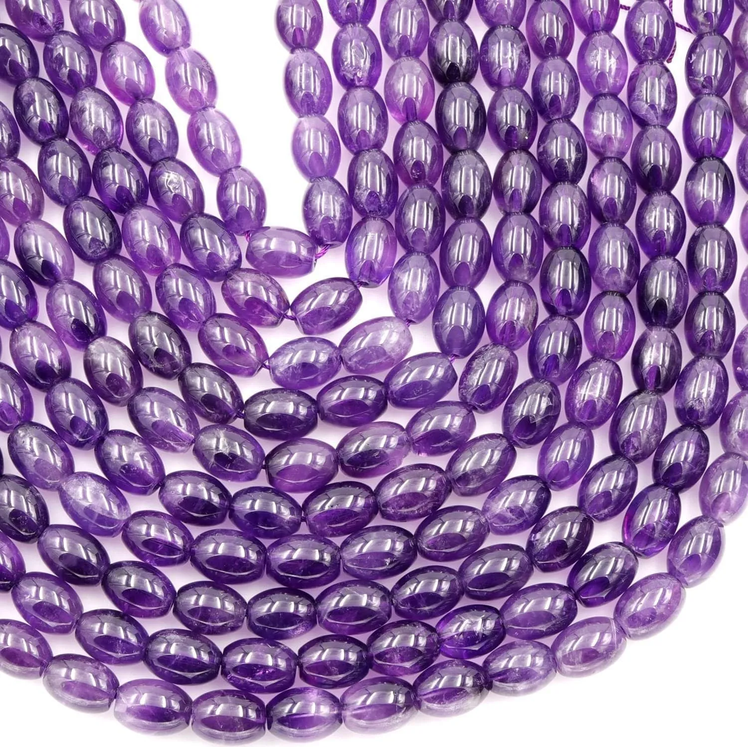 AA Natural Amethyst Barrel Beads Drum Rice Nugget Genuine Real Rich Purple Amethyst Gemstone Beads 16" Strand
